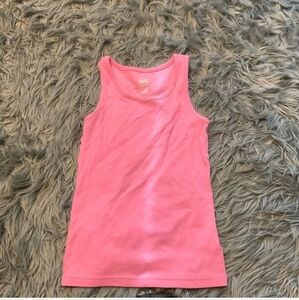 Wonder Nation Bright Pink Ribbed tank Top sz large 10/12 youth